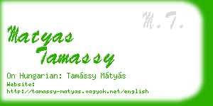 matyas tamassy business card